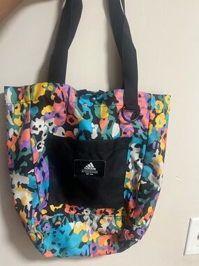 adidas Black-Accent Multicolor Floral Canvas Tote